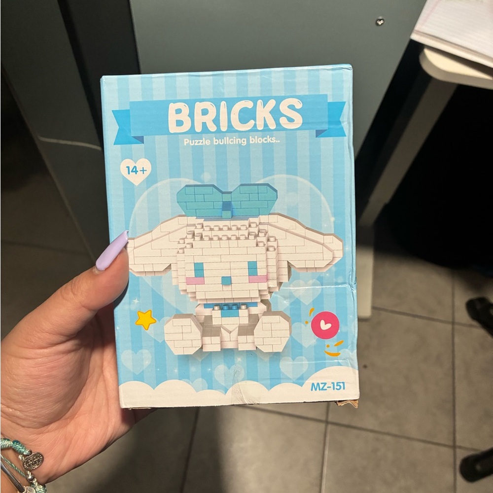 Cute White and Blue Puzzle Building Blocks